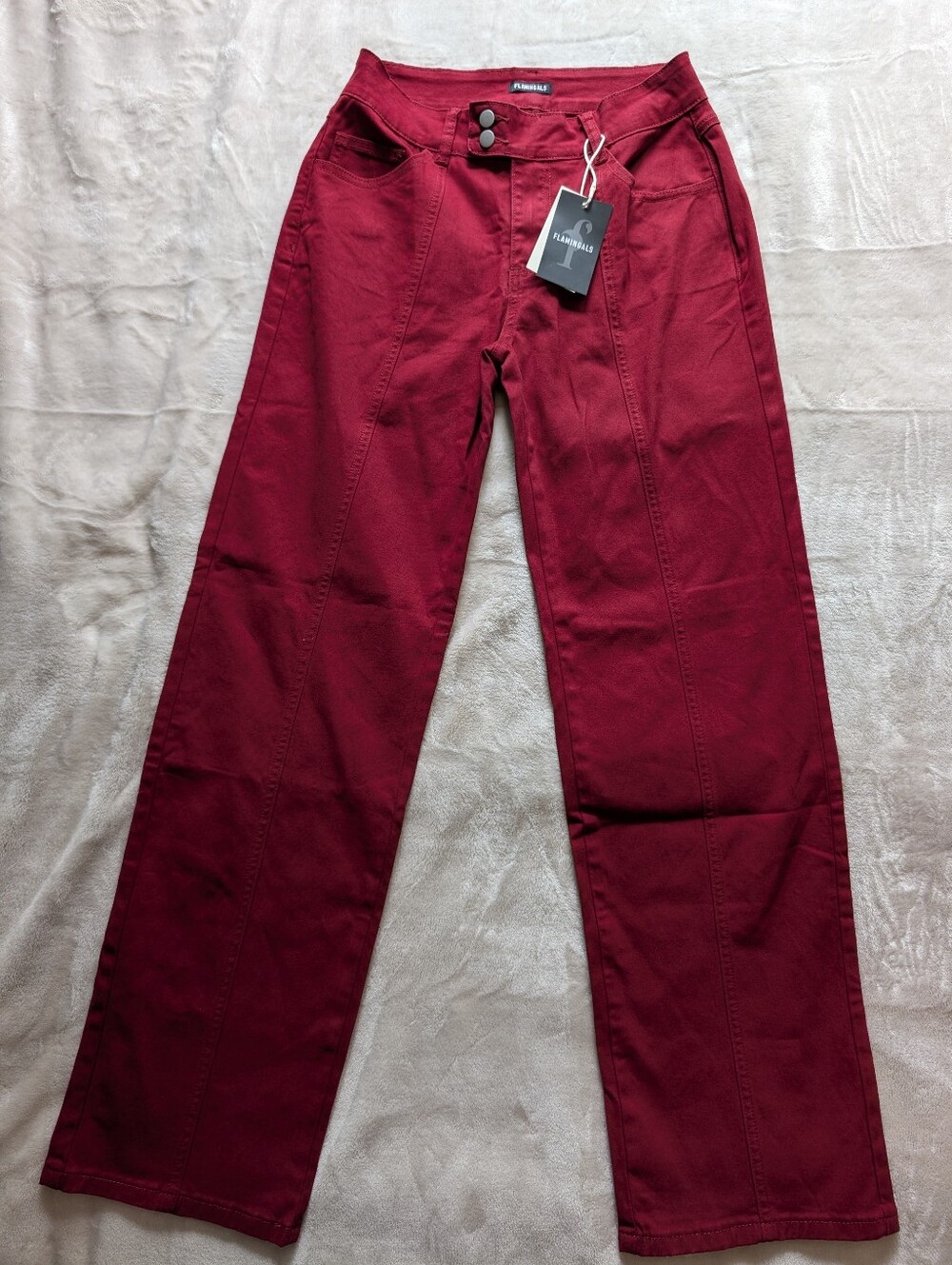 Flamingals Front Seam Detail Red Pants Women's Small NWT